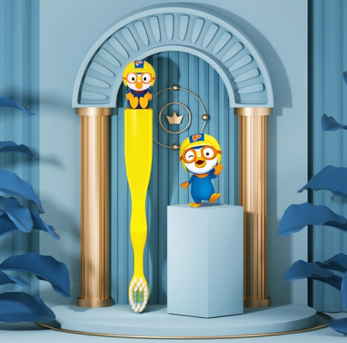 宝露露儿童牙刷 黄色（啵乐乐）（三岁以上）