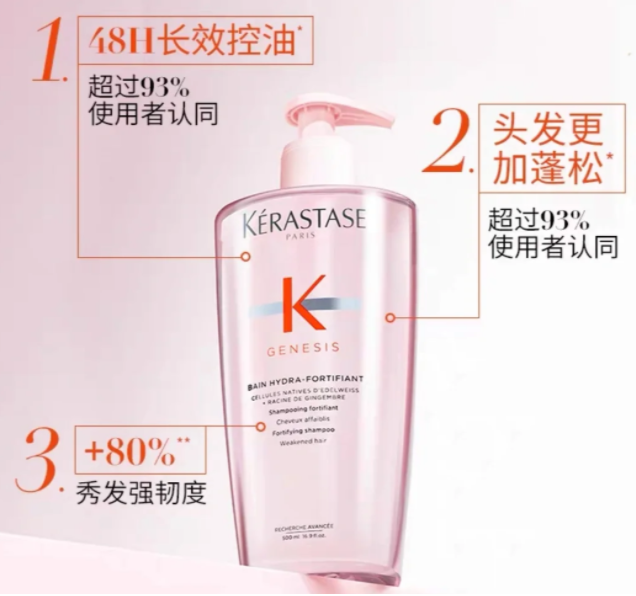 卡诗赋源芯丝沁透洗发水 500ML 粉色