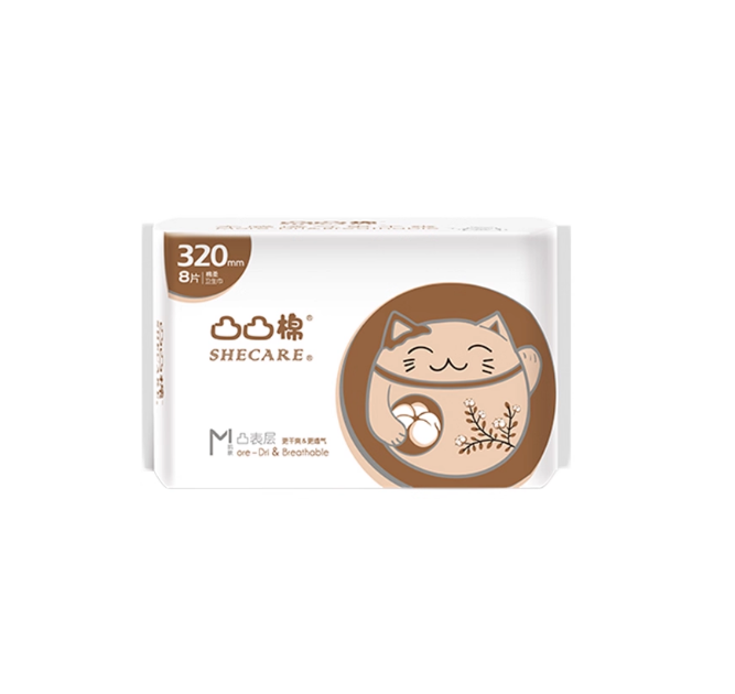 凸凸棉加长夜用卫生巾320mm