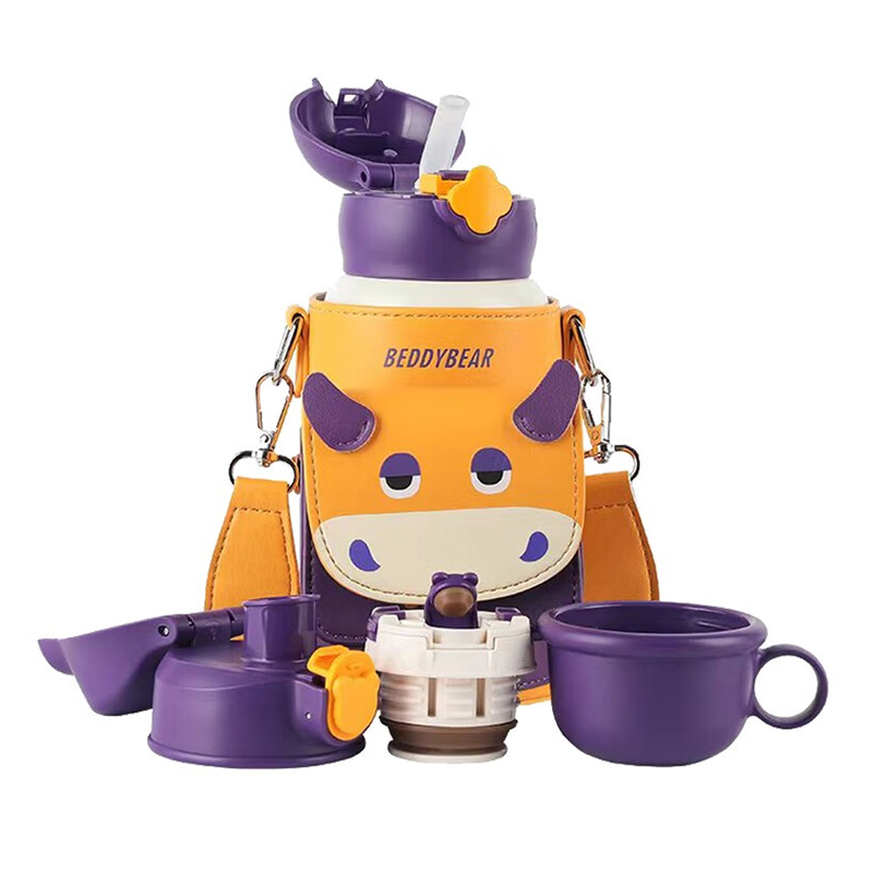 杯具熊四叶草骑士牛儿童保温杯，三盖设计守护宝宝饮水
