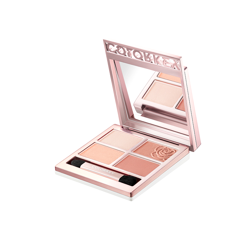 珂拉琪白茶四色眼影，春日晶粉玫瑰绽放双眸