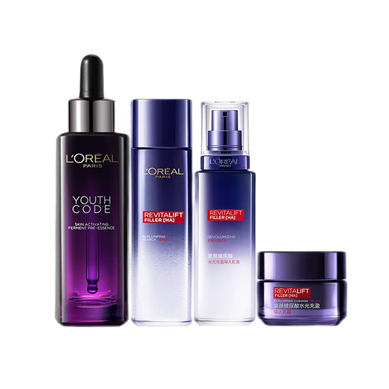 欧莱雅青春密码酵素精华肌底液4件套 玻尿酸保湿抗皱紧致